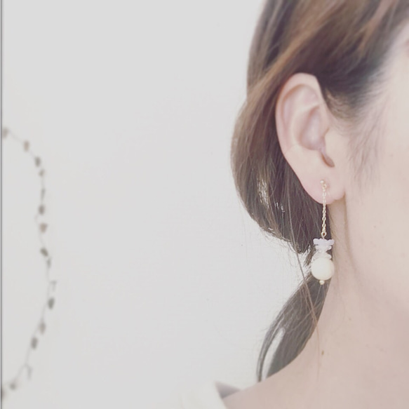 フラワー×ドイツ製ビーズ earrings 4枚目の画像