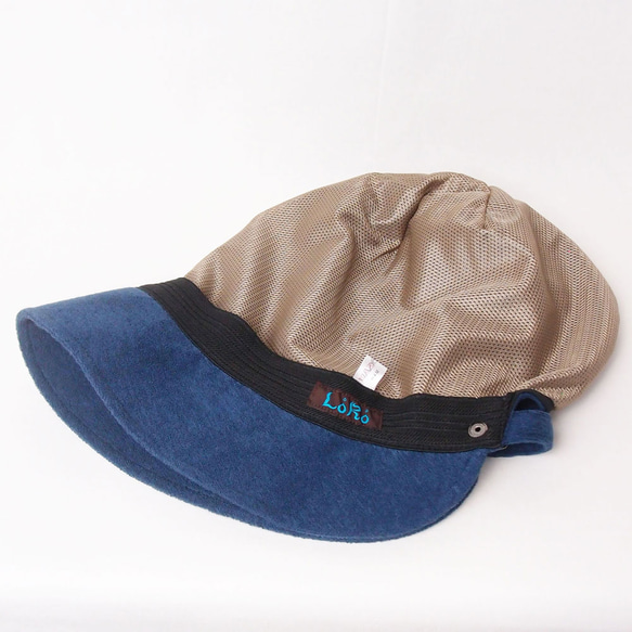 ピッコロ・パイル&メッシュ/フリーサイズ　ネイビー　UV　たためる帽子　風に飛ばない帽子　 7枚目の画像