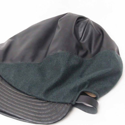 ピッコロフリー・フェイクレザー×フェルトウール・切替/フリーサイズ　ブラック　UV　たためる帽子　風に飛ばない帽子　 9枚目の画像