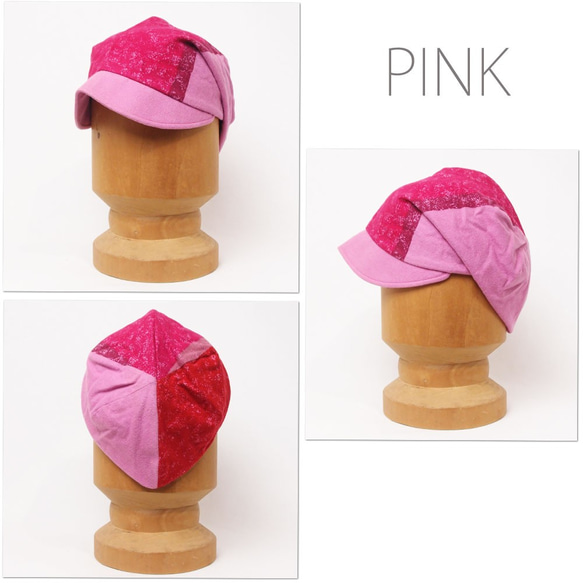 フレンチピッコロ・ウール・アシンメトリー/ピンク M,Lサイズ UV たためる帽子 風に飛ばない帽子　 7枚目の画像