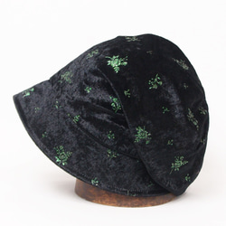 ピッコロ・ベロア・リーフ/ブラック Sサイズ UV たためる帽子 風に飛ばない帽子　 6枚目の画像