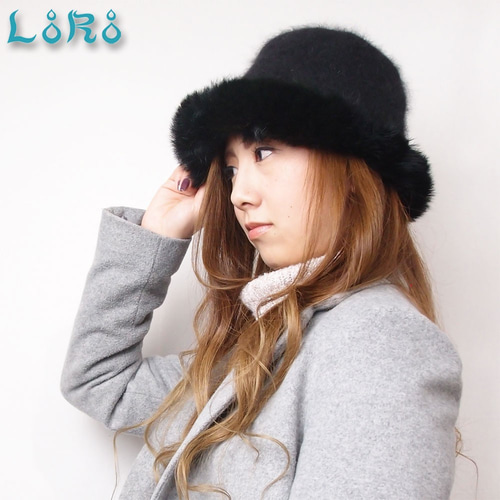 ファーバケットハット・ブリムラビットファー キャスケット LoRo 通販