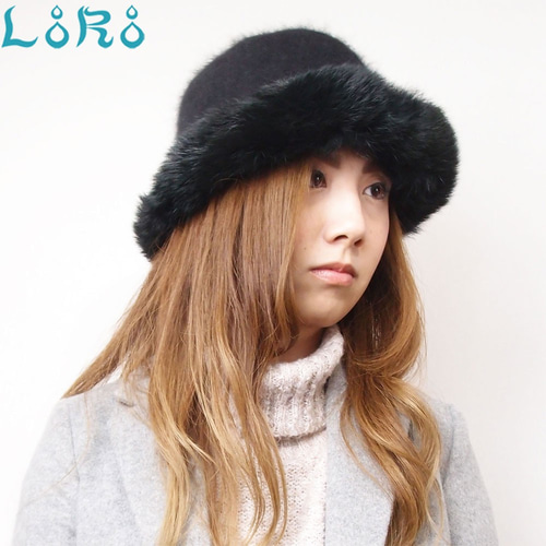 ファーバケットハット・ブリムラビットファー キャスケット LoRo 通販