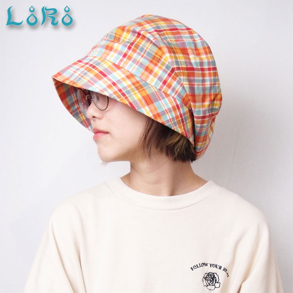 ピッコロ・マドラスチェック/S～Lサイズ UV たためる帽子 風に飛ばない帽子