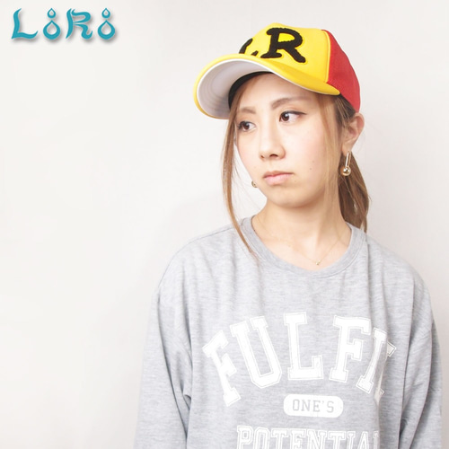 ロゴメッシュキャップ/フリーサイズ イエロー×レッド キャップ LoRo