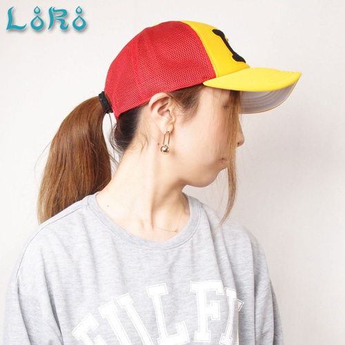ロゴメッシュキャップ/フリーサイズ イエロー×レッド キャップ