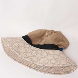 ピッコロオクトハット・リネン・ジオメトリー/フリーサイズ UV たためる帽子 風に飛ばない帽子　 5枚目の画像