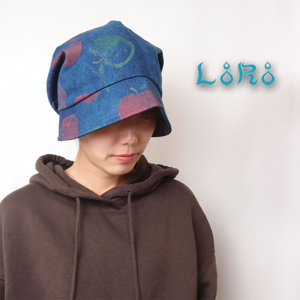 ピッコロフリー・アップル/インディゴ フリーサイズ UV たためる帽子 風に飛ばない帽子