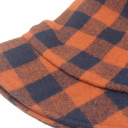 ピッコロ・ブロックチェック・オレンジ/フリーサイズ　ウール　UV　たためる帽子　風に飛ばない帽子 9枚目の画像