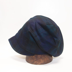 フレンチピッコロ・ウールチェック/S～Lサイズ　グリーン　ＵＶ　たためる帽子　 5枚目の画像