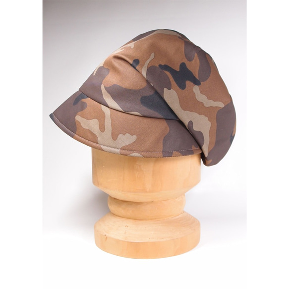 【SALE】ピッコロ・迷彩/S・M・Lサイズ ブラウン  UV対策 たためる帽子 風に飛ばない帽子 5枚目の画像