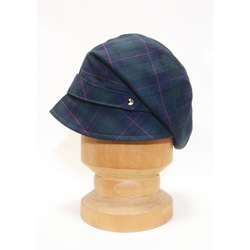 【SALE】ピッコロ・チェック　ベルト付き/Sサイズ  ネイビー　UV　たためる帽子　風に飛ばない帽子 5枚目の画像