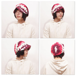 【SALE】フレンチピッコロ・ジャパン/S・Mサイズ　ピンク　UV　たためる帽子　風に飛ばない帽子 2枚目の画像
