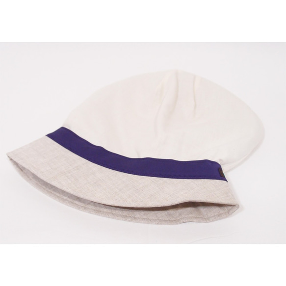 ピッコロ・リネン/Sサイズ　オフホワイト　UV　たためる帽子　風に飛ばない帽子 9枚目の画像