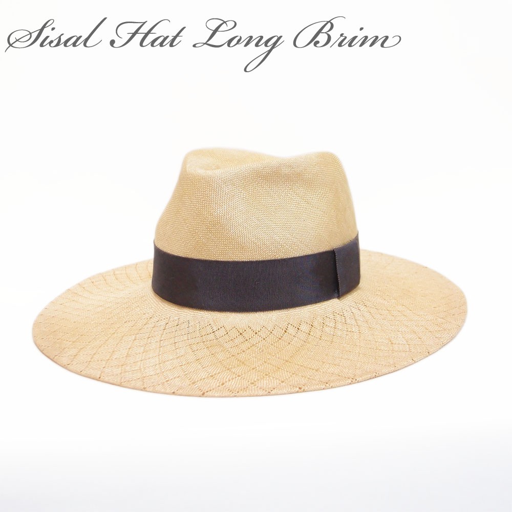 シゾールスカシ中折ハット・ロングブリム/ワンサイズ ナチュラル 高級感のある天然素材ハット！