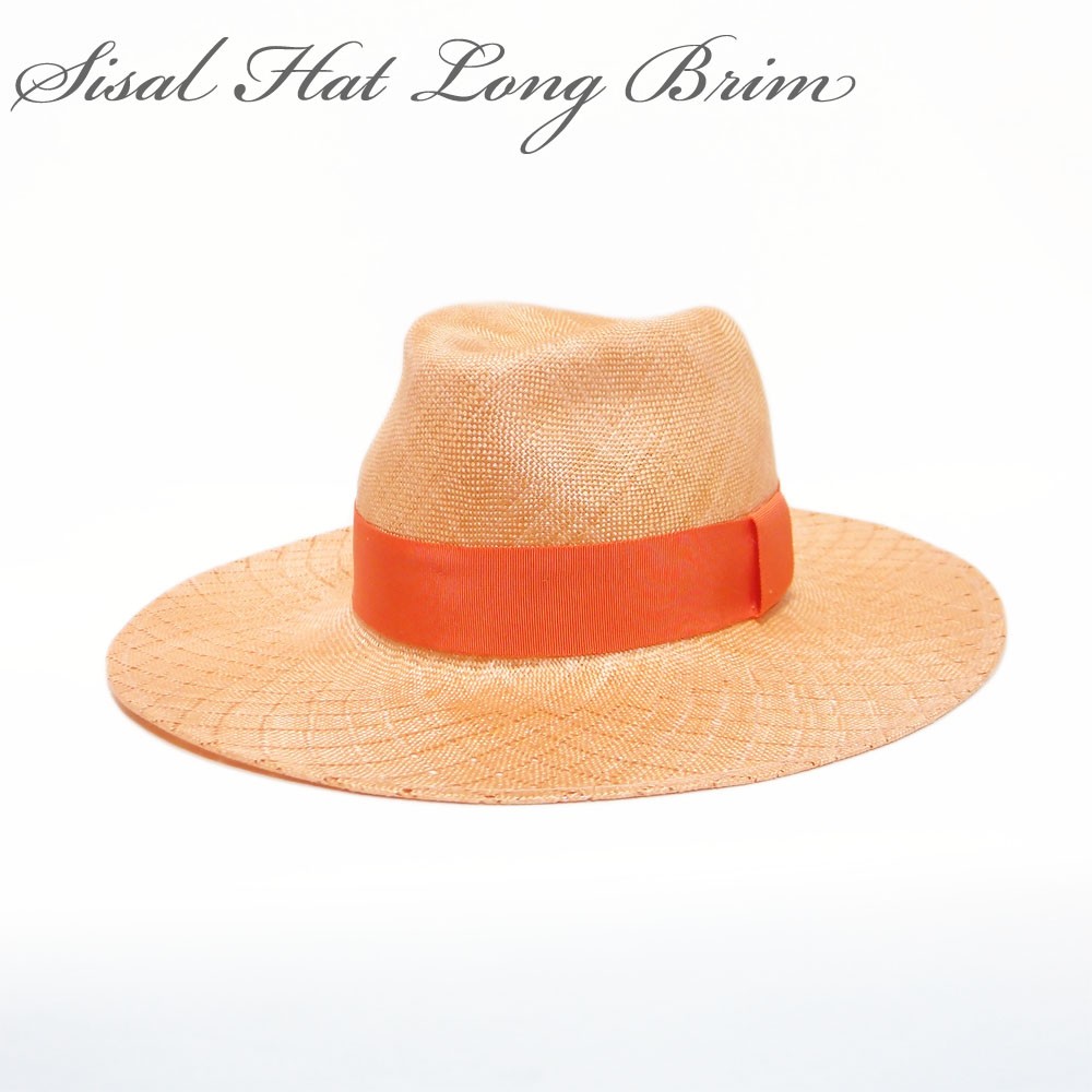 シゾールスカシ中折ハット・ロングブリム/ワンサイズ オレンジ 高級感のある天然素材ハット！