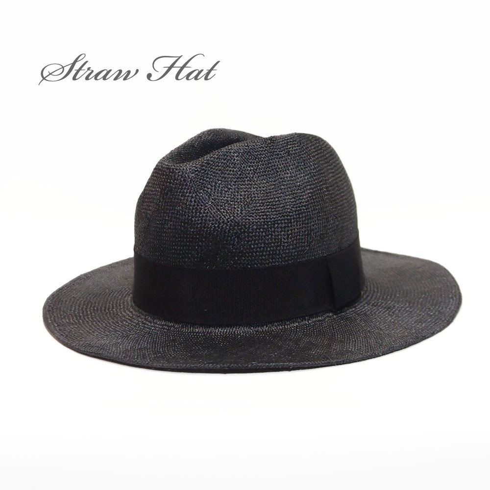 スカシ編中折れハット/ワンサイズ ブラック ツバ広ハット初心者にオススメな夏用ハット！