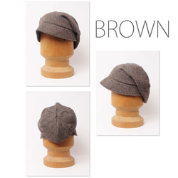 ピッコロ・ヘリンボーン/Sサイズ ブラウン キャスケット 秋冬 たためる帽子 風に飛ばない帽子 UV対策 6枚目の画像