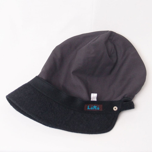 ピッコロ・フェルトウール/フリーサイズ ブラック キャスケット 秋冬 たためる帽子 風に飛ばない帽子 UV対策 7枚目の画像