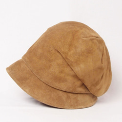 【SALE】ピッコロ・スエード/Lサイズ ベージュ キャスケット 春夏 秋冬 たためる帽子 風に飛ばない帽子 UV対策 1枚目の画像
