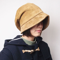 【SALE】ピッコロ・スエード/Lサイズ ベージュ キャスケット 春夏 秋冬 たためる帽子 風に飛ばない帽子 UV対策 3枚目の画像