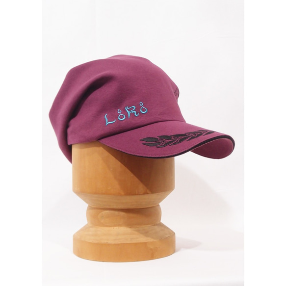 【SALE】ワークピッコロ・ロゴ/S・Mサイズ パープル キャスケット たためる帽子 風に飛ばない帽子 UV対策 7枚目の画像