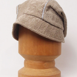 ピッコロ・パイル・ジャガード/Lサイズ ベージュ キャスケット たためる帽子 風に飛ばない帽子 UV対策 6枚目の画像