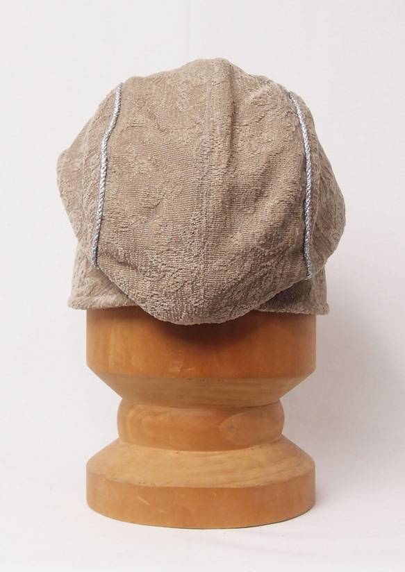 ピッコロ・パイル・ジャガード/Lサイズ ベージュ キャスケット たためる帽子 風に飛ばない帽子 UV対策 8枚目の画像