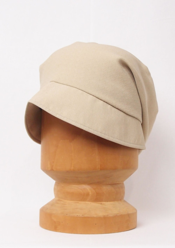 ピッコロ・コットンリネン・極薄/Sサイズ ベージュ キャスケット たためる帽子 風に飛ばない帽子 UV対策 6枚目の画像
