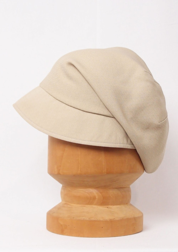 ピッコロ・コットンリネン・極薄/Sサイズ ベージュ キャスケット たためる帽子 風に飛ばない帽子 UV対策 7枚目の画像