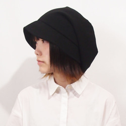 ピッコロ・極薄/Sサイズ ブラック キャスケット たためる帽子 風に飛ばない帽子 UV対策 1枚目の画像