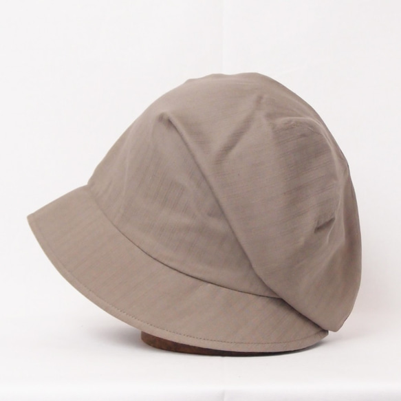 ピッコロ・ライトストライプ/S,Mサイズ グレーベージュ キャスケット たためる帽子 風に飛ばない帽子 UV対策 5枚目の画像