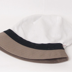 ピッコロ・ライトストライプ/S,Mサイズ グレーベージュ キャスケット たためる帽子 風に飛ばない帽子 UV対策 9枚目の画像