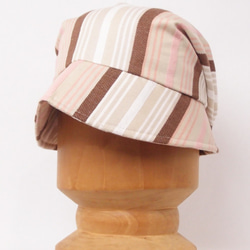 【SALE】ピッコロ・ワイド・ストライプ/Sサイズ ベージュ キャスケット たためる帽子 風に飛ばない帽子 UV対策 6枚目の画像