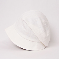 ピッコロ・ランダムテレコ/Mサイズ ホワイト キャスケット たためる帽子 風に飛ばない帽子 UV対策 5枚目の画像