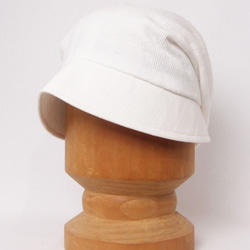 ピッコロ・ランダムテレコ/Mサイズ ホワイト キャスケット たためる帽子 風に飛ばない帽子 UV対策 6枚目の画像