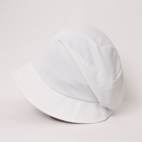 ピッコロ・モイスト/Mサイズ ホワイト キャスケット たためる帽子 風に飛ばない帽子 UV対策 5枚目の画像