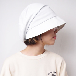 ピッコロ・モイスト/Mサイズ ホワイト キャスケット たためる帽子 風に飛ばない帽子 UV対策 4枚目の画像