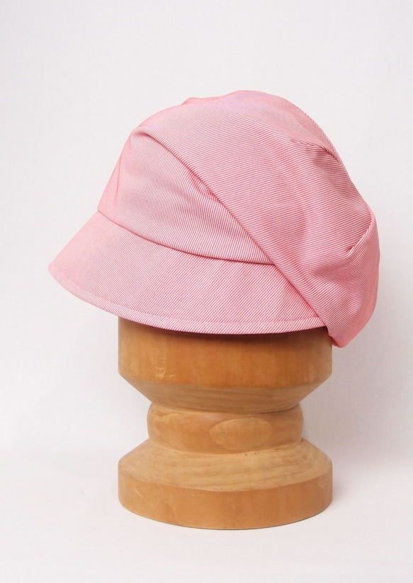 ピッコロ・モイスト/M,Lサイズ ピンク キャスケット たためる帽子 風に飛ばない帽子 UV対策 7枚目の画像
