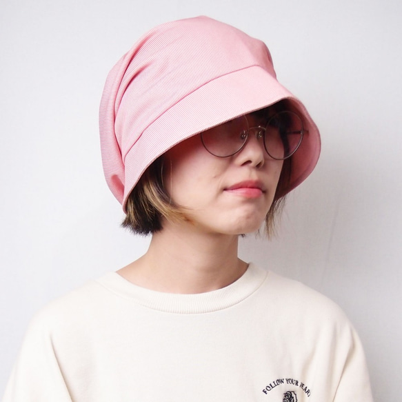 ピッコロ・モイスト/M,Lサイズ ピンク キャスケット たためる帽子 風に飛ばない帽子 UV対策 3枚目の画像