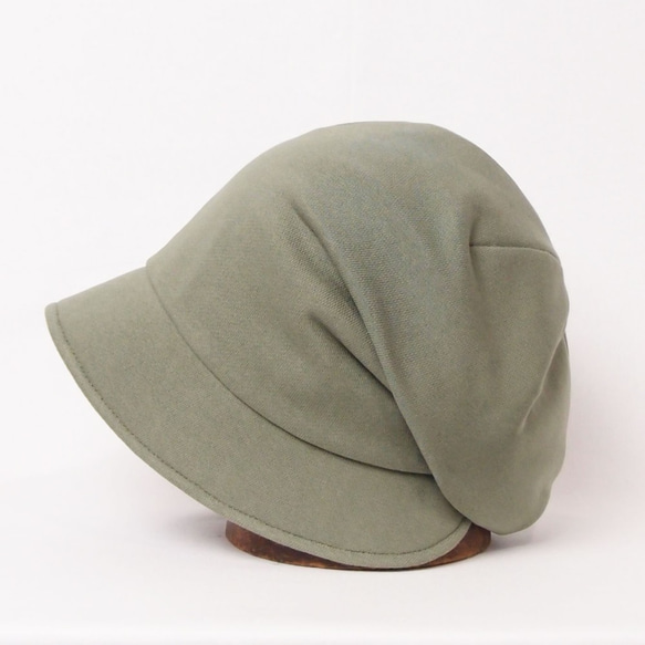 ピッコロ・スウェット/フリーサイズ　ライトカーキ　UV　たためる帽子　風に飛ばない帽子　 2枚目の画像