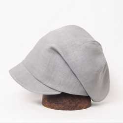 フレンチピッコロ リネン/フリーサイズ グレー UV たためる帽子 風に飛ばない帽子 5枚目の画像