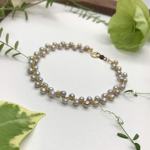 淡水パールの編込みブレスレット ブレスレット mintski 通販