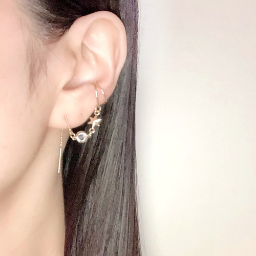 片耳)クリスタルと星のイヤーカフ/ピアス イヤーカフ little