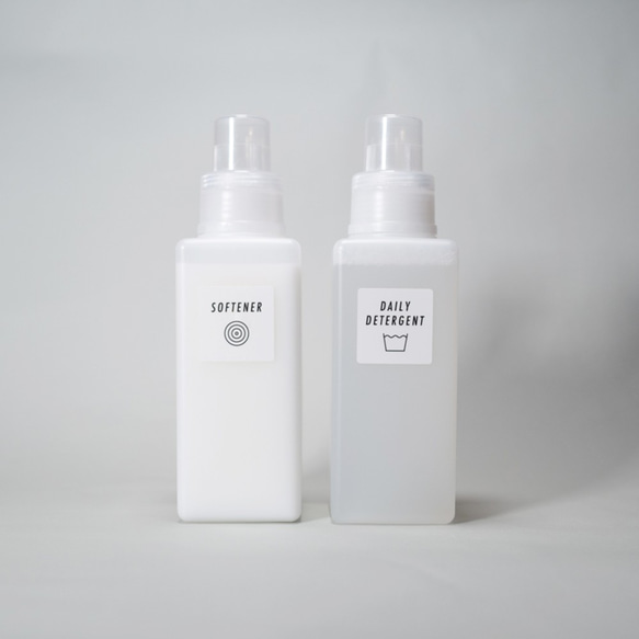 【Creema限定】ランドリー用ボトルステッカー・ラベル／衣類用洗剤 柔軟剤 漂白剤／無印 シンプル おしゃれ 1枚目の画像