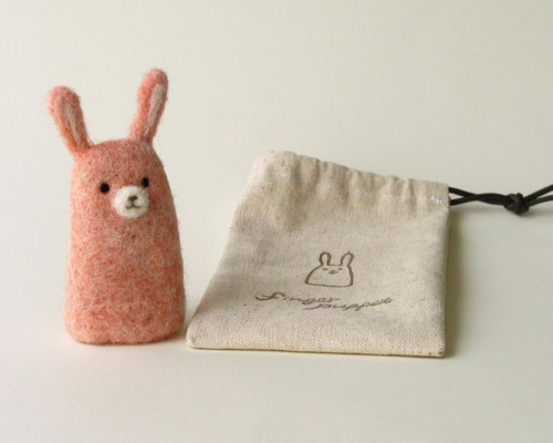 親子であそぶ！ウサギ 羊毛フェルト指人形 収納袋付き おもちゃ・人形