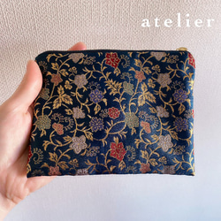 金欄のフラットポーチ(Mサイズ) 1枚目の画像