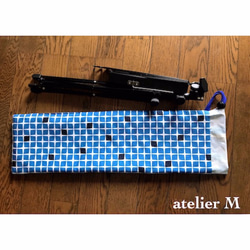 リバーシブルの譜面台ケース　ブルー 2枚目の画像