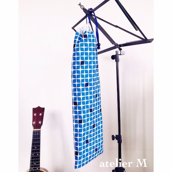 リバーシブルの譜面台ケース　ブルー 5枚目の画像