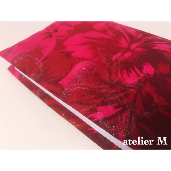 プルメリアとハイビスカスのラメ手帳カバー 3枚目の画像